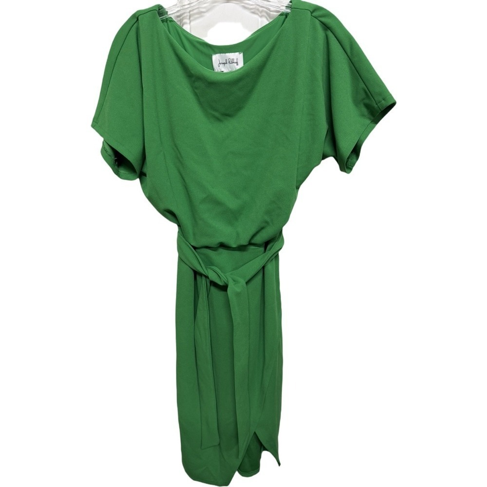 Joseph Ribkoff Green Faux Wrap Dress Size 4 Knee Length Holiday Party Formal